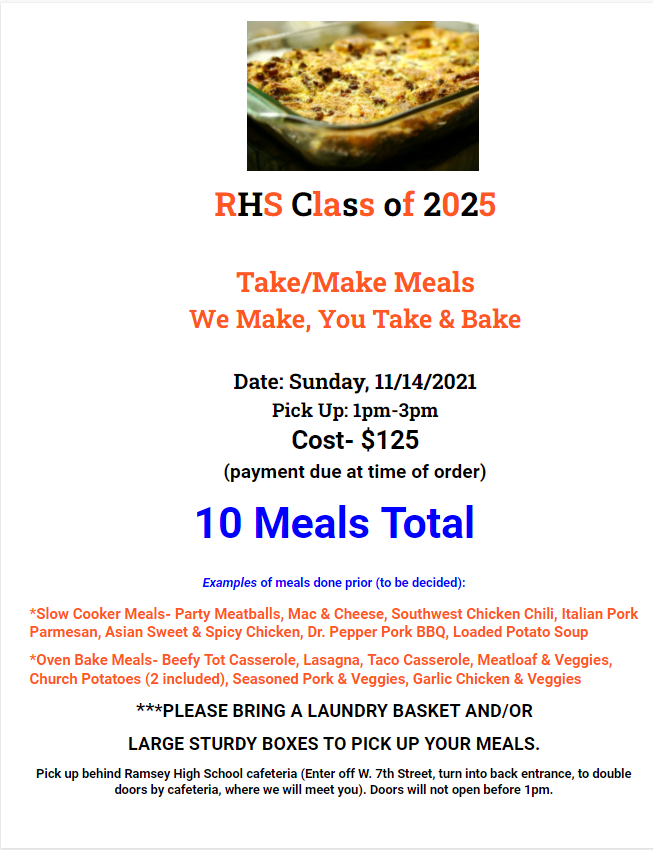 Class of 2025 Take and Bake Fundraiser